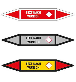 Rohrleitungsaufkleber mit Text Rohrleitungsaufkleber mit Text